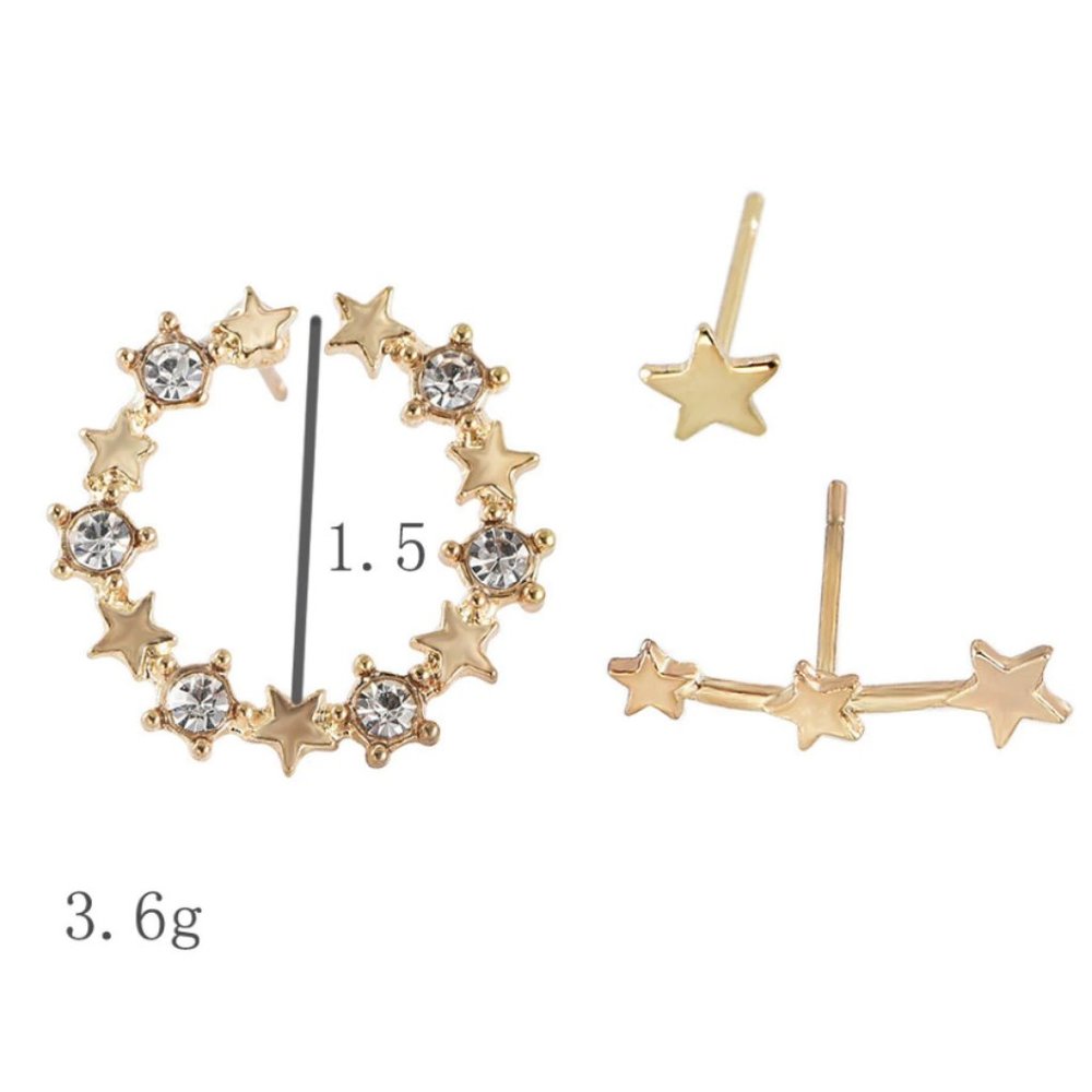 Star Stud and Star Hoop Earrings Set